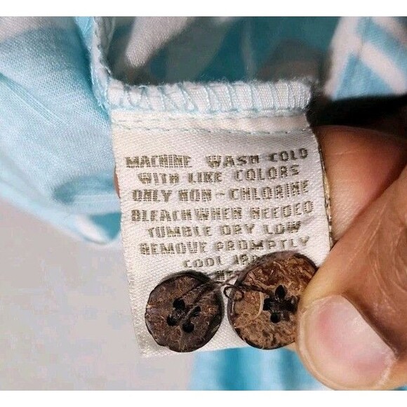 Joe Marlin Hawaiian Button Down Blue & White Short Sleeves Shirt, Size M - Picture 4 of 8